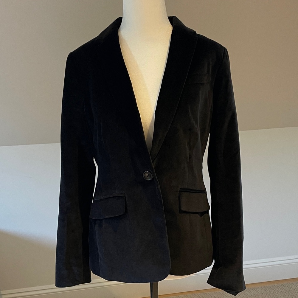 Black cotton/velveteen blazer petite size